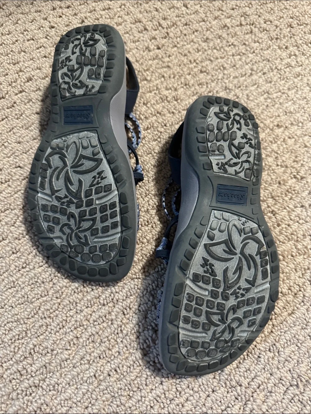 Skechers Blue Patterned Woven Strap Sling Sandals